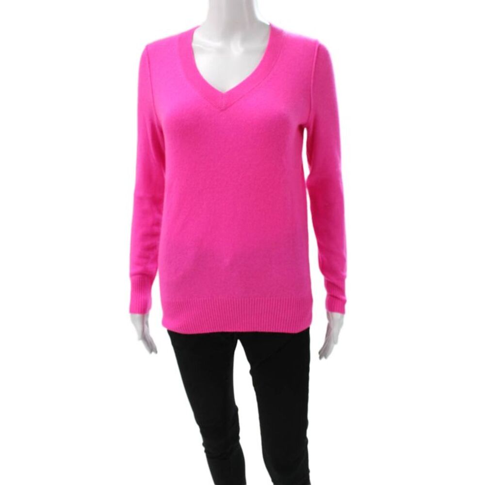 Aqua Cashmere Women V-Neck Pullover Sweater Pink Long Sleeve Size XS